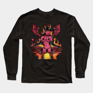 American Traditional Flaming Demoness Long Sleeve T-Shirt